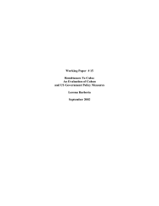 Working Paper  # 15 Remittances To Cuba: An Evaluation of Cuban