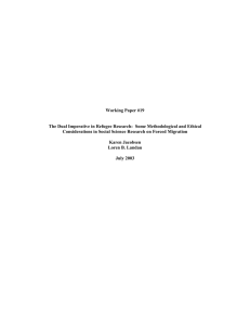 Working Paper #19 Considerations in Social Science Research on Forced Migration