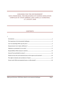   CONCERNS FOR THE ENVIRONMENT   DATA FROM ROSE, THE RELEVANCE OF SCIENCE EDUCATION  COMPILED BY SVEIN SJØBERG AND CAMILLA SCHREINER, 