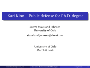 Kari Kinn – Public defense for Ph.D. degree