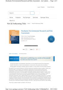 New &amp; Forthcoming Titles Stochastic Environmental Research and Risk Assessment