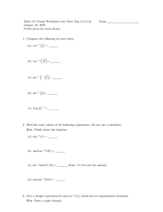 Math 171 Group Worksheet over More Trig (1.4/1.6) Name January 22, 2016