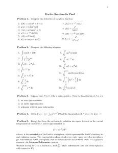 1 Practice Questions for Final Problem 1.