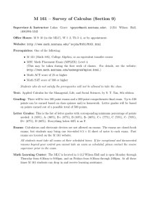 M 161 – Survey of Calculus (Section 9)
