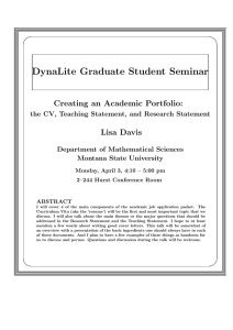 DynaLite Graduate Student Seminar Creating an Academic Portfolio: Lisa Davis