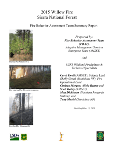 2015 Willow Fire Sierra National Forest  Fire Behavior Assessment Team Summary Report