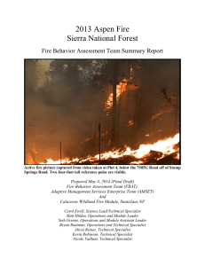 2013 Aspen Fire Sierra National Forest Fire Behavior Assessment Team Summary Report