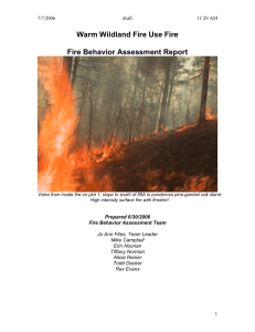 Warm Wildland Fire Use Fire Fire Behavior Assessment Report 7/7/2006 draft 11:29