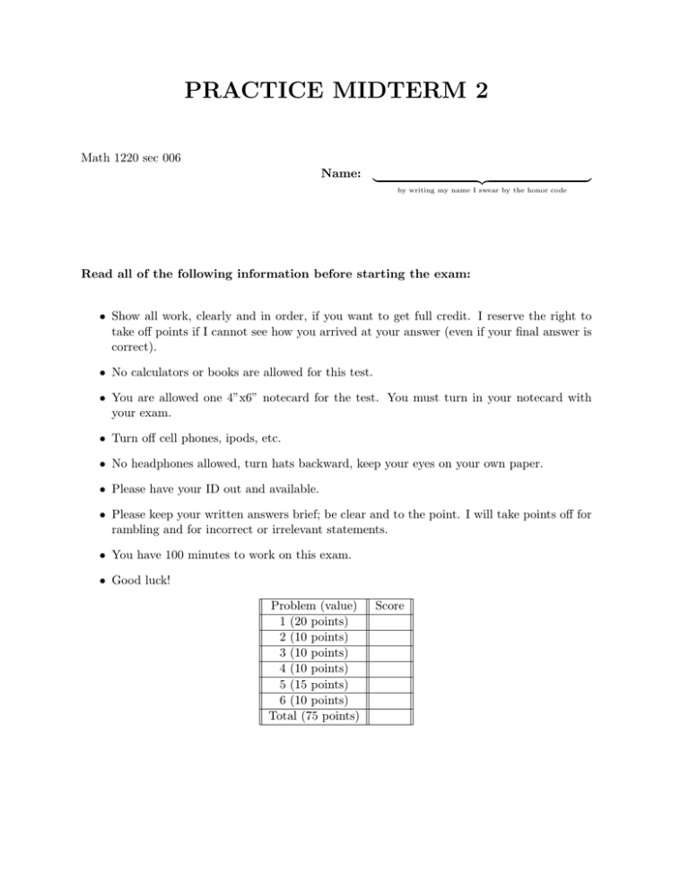 PRACTICE MIDTERM 2