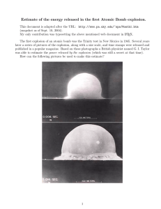 Estimate of the energy released in the first Atomic Bomb...