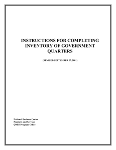INSTRUCTIONS FOR COMPLETING INVENTORY OF GOVERNMENT QUARTERS