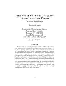 Inflations of Self-Affine Tilings are Integral Algebraic Perron