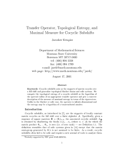 Transfer Operator, Topological Entropy, and Maximal Measure for Cocyclic Subshifts