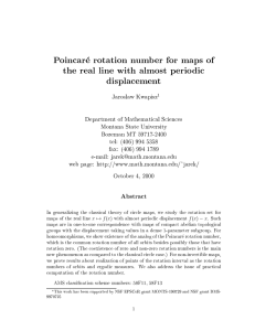 Poincare rotation number for maps of displacement