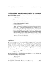 Poincar´e rotation number for maps of the real line with... periodic displacement Jaroslaw Kwapisz†