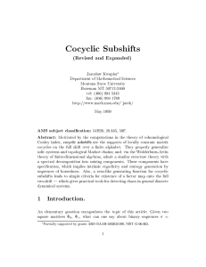 Jaroslaw Kwapisz Department of Mathematical Sciences Montana State University Bozeman MT 59717-2400