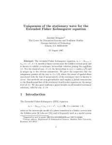 Uniqueness of the stationary wave for the Extended Fisher Kolmogorov equation
