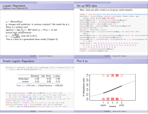 Logistic Regression Set up NES data Response is now a Bernoulli RV
