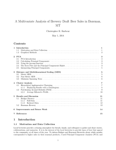 A Multivariate Analysis of Brewery Draft Beer Sales in Bozeman, MT Contents