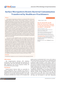 Surface Micropattern Resists Bacterial Contamination Transferred by Healthcare Practitioners Research Article