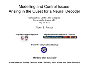 Modelling and Control Issues Albert E. Parker Computation, Control, and Biological