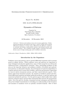 Mathematisches Forschungsinstitut Oberwolfach Dynamics of Patterns Report No. 60/2012 DOI: 10.4171/OWR/2012/60