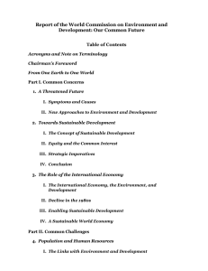 Report of the World Commission on Environment and Table of Contents