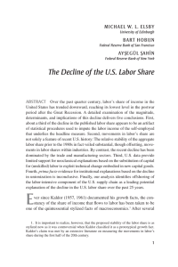 The Decline of the U.S. Labor Share Michael W. l. elsby .