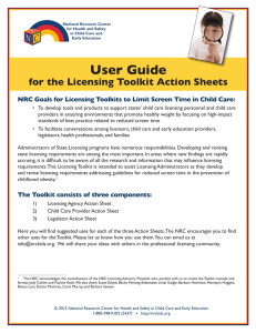 User Guide  for the Licensing Toolkit Action Sheets :