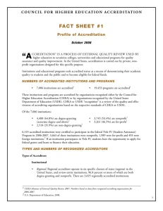 “A FAct  Sheet  #1 Profile of Accreditation