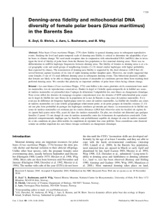 Denning-area fidelity and mitochondrial DNA Ursus maritimus in the Barents Sea