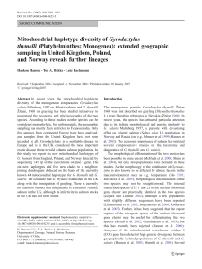 Mitochondrial haplotype diversity of Gyrodactylus thymalli (Platyhelminthes; Monogenea): extended geographic