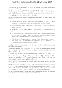 First Test Solutions, MATH 224, Spring 2007