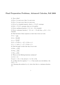 Final Preparation Problems, Advanced Calculus, Fall 2008