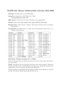 MATH 234: Honors Multivariable Calculus (Fall 2008)