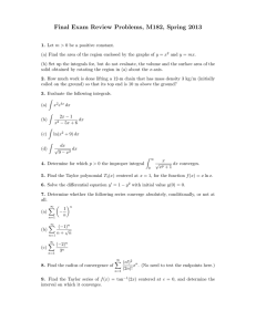 Final Exam Review Problems, M182, Spring 2013