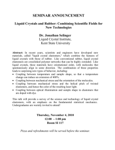 SEMINAR ANNOUNCEMENT  Liquid Crystals and Rubber: Combining Scientific Fields for New Technologies