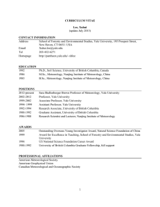 CURRICULUM VITAE  Lee, Xuhui CONTACT INFORMATION