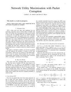 Network Utility Maximisation with Packet Corruption This draft is a work-in-progress.