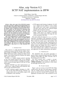 Alias sctp Version 0.2: SCTP NAT implementation in IPFW