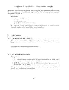 Chapter 5: Comparisons Among Several Samples