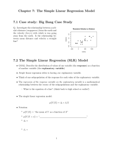 Chapter 7: The Simple Linear Regression Model