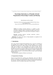 Proceedings of the First International Workshop on Knowledge Federation,