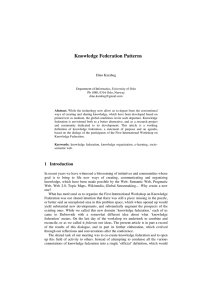 Knowledge Federation Patterns  Dino Karabeg