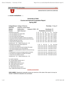 Course Evaluations -- University of Utah