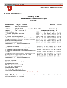 course evaluations University of Utah Course and Instructor Evaluation Report Fall 2005
