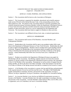 CONSTITUTION OF THE ASSOCIATION OF BIOLOGISTS (Approved – 2 December 2011)