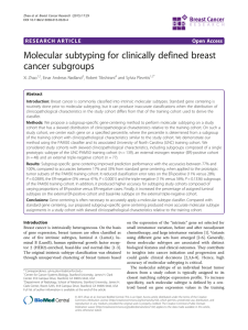 Molecular subtyping for clinically defined breast cancer subgroups Open Access