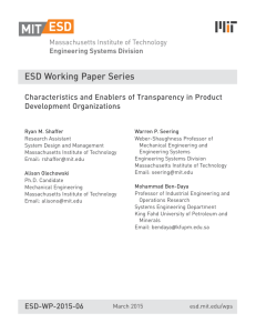 ESD Working Paper Series Characteristics and Enablers of Transparency in Product