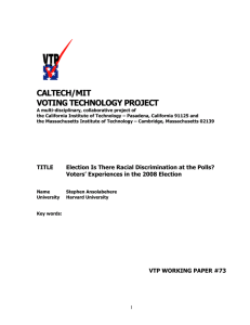 CALTECH/MIT VOTING TECHNOLOGY PROJECT